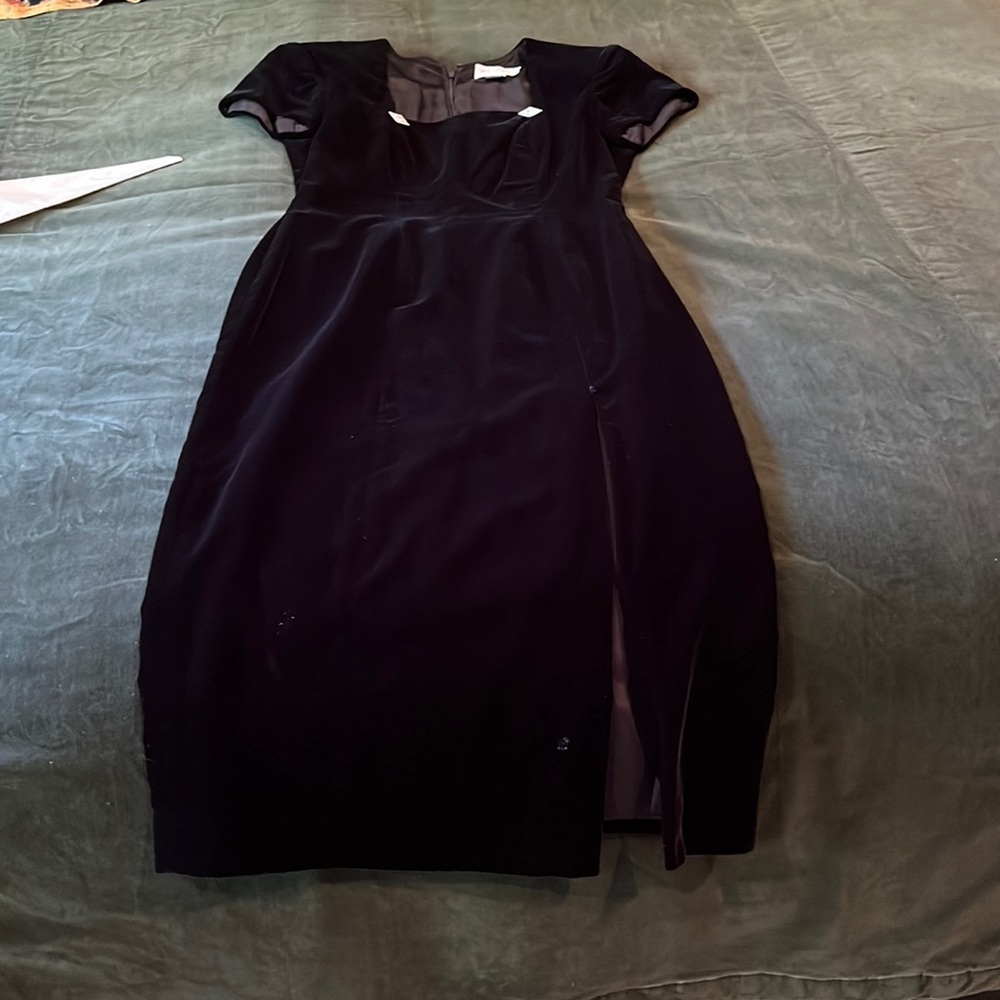 Gorgeous black velvet square neck dress